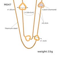 Elegant Simple Style Square Heart Shape Titanium Steel Plating Inlay Artificial Diamond Long Necklace main image 3