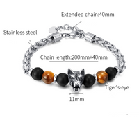 Retro Wolf Stainless Steel Beaded Men's Bracelets main image 2