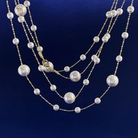 Elegant Pendeln Runden Kupfer Perle Pulloverkette Halskette main image 1