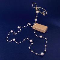 Elegant Commute Round Copper Pearl Sweater Chain Necklace main image 3