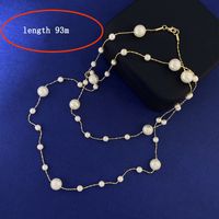 Elegant Commute Round Copper Pearl Sweater Chain Necklace main image 2