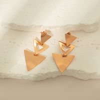 1 Pair Elegant French Style Streetwear Triangle Plating Hollow Out 304 Stainless Steel 14K Gold Plated Drop Earrings main image 4