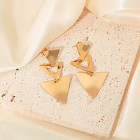 1 Pair Elegant French Style Streetwear Triangle Plating Hollow Out 304 Stainless Steel 14K Gold Plated Drop Earrings main image 1