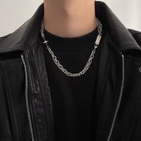 Hip-hop Geometric Cross Letter Alloy Titanium Steel Inlay Artificial Gemstones Men's Necklace sku image 5