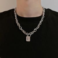 Hip-hop Geometric Cross Letter Alloy Titanium Steel Inlay Artificial Gemstones Men's Necklace sku image 37