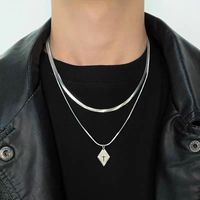Hip-hop Geometric Cross Letter Alloy Titanium Steel Inlay Artificial Gemstones Men's Necklace sku image 10