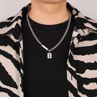Hip-hop Geometric Cross Letter Alloy Titanium Steel Inlay Artificial Gemstones Men's Necklace sku image 29