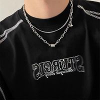 Hip-hop Geometric Cross Letter Alloy Titanium Steel Inlay Artificial Gemstones Men's Necklace sku image 28
