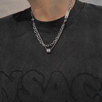 Hip-hop Geometric Cross Letter Alloy Titanium Steel Inlay Artificial Gemstones Men's Necklace sku image 30