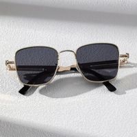 Retro Punk British Style Solid Color Ac Square Full Frame Men's Sunglasses main image 5