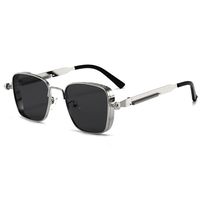 Retro Punk British Style Solid Color Ac Square Full Frame Men's Sunglasses sku image 3