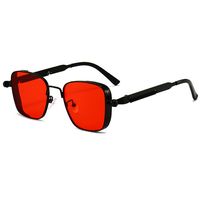 Retro Punk British Style Solid Color Ac Square Full Frame Men's Sunglasses sku image 4