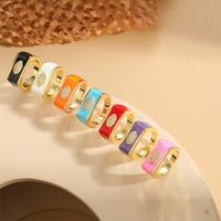 Vintage Style Simple Style Commute Devil's Eye Copper Enamel Plating Inlay Zircon 14k Gold Plated Open Rings main image 5