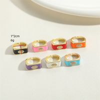 Vintage Style Simple Style Commute Devil's Eye Copper Enamel Plating Inlay Zircon 14k Gold Plated Open Rings main image 2