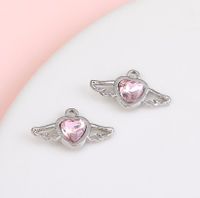 1 Piece Sweet Simple Style Heart Shape Wings Alloy Plating Inlay Pendant Jewelry Accessories sku image 3
