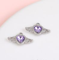 1 Piece Sweet Simple Style Heart Shape Wings Alloy Plating Inlay Pendant Jewelry Accessories sku image 4