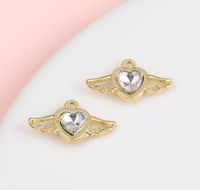1 Piece Sweet Simple Style Heart Shape Wings Alloy Plating Inlay Pendant Jewelry Accessories sku image 5