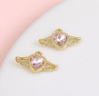 1 Piece Sweet Simple Style Heart Shape Wings Alloy Plating Inlay Pendant Jewelry Accessories sku image 7