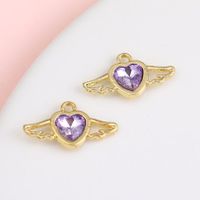 1 Piece Sweet Simple Style Heart Shape Wings Alloy Plating Inlay Pendant Jewelry Accessories sku image 8