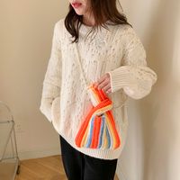 Women's Knit Rainbow Classic Style Beading Sewing Thread Square Open Fashion Backpack main image 1