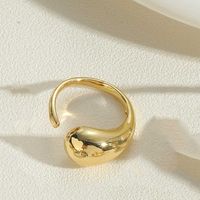 Vintage Style Simple Style Commute Water Droplets Solid Color Copper Plating 14k Gold Plated Open Rings main image 3