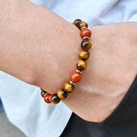 Simple Style Round Stainless Steel Natural Stone Beaded Men's Bracelets main image 1