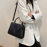 Women's Pu Leather Solid Color Classic Style Sewing Thread Square Flip Cover Shoulder Bag main image 9