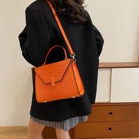 Women's Pu Leather Solid Color Classic Style Sewing Thread Square Flip Cover Shoulder Bag main image 6