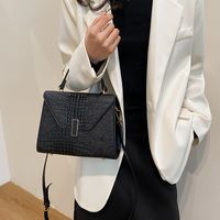 Women's Pu Leather Solid Color Classic Style Sewing Thread Square Flip Cover Shoulder Bag sku image 3