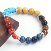Simple Style Round Stainless Steel Natural Stone Beaded Bracelets sku image 1