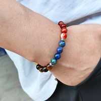 Simple Style Round Stainless Steel Natural Stone Beaded Bracelets main image 7