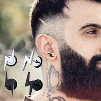 1 Pair Classic Style British Style Lightning Plating 304 Stainless Steel Black Plated Ear Studs main image 1