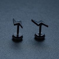 1 Pair Classic Style British Style Lightning Plating 304 Stainless Steel Black Plated Ear Studs main image 6