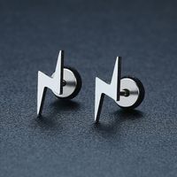 1 Pair Classic Style British Style Lightning Plating 304 Stainless Steel Black Plated Ear Studs main image 4
