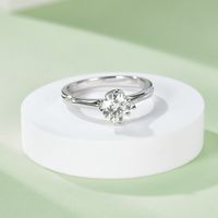 Shiny Round Sterling Silver Gra Plating Inlay Moissanite Rhodium Plated Silver Plated Rings main image 5