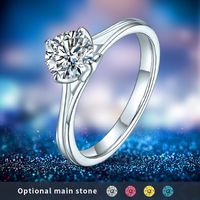 Shiny Round Sterling Silver Gra Plating Inlay Moissanite Rhodium Plated Silver Plated Rings main image 1