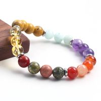 Simple Style Commute Round Stainless Steel Natural Stone Amethyst Beaded Bracelets sku image 1