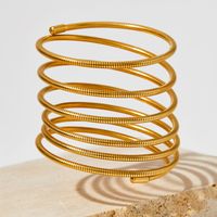 Simple Style Solid Color 304 Stainless Steel 16K Gold Plated White Gold Plated Gold Plated Bangle In Bulk main image 5