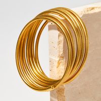 Simple Style Solid Color 304 Stainless Steel 16K Gold Plated White Gold Plated Gold Plated Bangle In Bulk main image 7