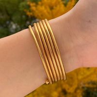 Simple Style Solid Color 304 Stainless Steel 16K Gold Plated White Gold Plated Gold Plated Bangle In Bulk main image 3