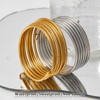 Simple Style Solid Color 304 Stainless Steel 16K Gold Plated White Gold Plated Gold Plated Bangle In Bulk main image 6