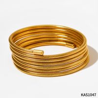 Simple Style Solid Color 304 Stainless Steel 16K Gold Plated White Gold Plated Gold Plated Bangle In Bulk sku image 1