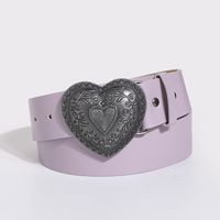 Simple Style Heart Shape Pu Leather Alloy Women's Leather Belts sku image 7