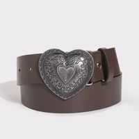 Simple Style Heart Shape Pu Leather Alloy Women's Leather Belts sku image 6