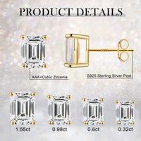 1 Set 2 Pairs Simple Style Geometric Solid Color Plating Inlay Copper 3a Zircon Zircon 14k Gold Plated Rose Gold Plated White Gold Plated Ear Studs main image 2