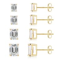 1 Set 2 Pairs Simple Style Geometric Solid Color Plating Inlay Copper 3a Zircon Zircon 14k Gold Plated Rose Gold Plated White Gold Plated Ear Studs main image 1
