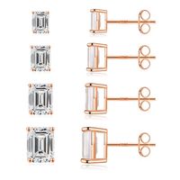 1 Set 2 Pairs Simple Style Geometric Solid Color Plating Inlay Copper 3a Zircon Zircon 14k Gold Plated Rose Gold Plated White Gold Plated Ear Studs main image 3