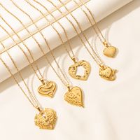 Elegant Simple Style Heart Shape Wings Stainless Steel Plating Hollow Out 18k Gold Plated Pendant Necklace main image 3