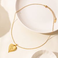 Elegant Simple Style Heart Shape Wings Stainless Steel Plating Hollow Out 18k Gold Plated Pendant Necklace main image 4