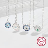 Ig Style Simple Style Devil's Eye Sterling Silver Plating Inlay Turquoise Zircon White Gold Plated Pendant Necklace main image 1